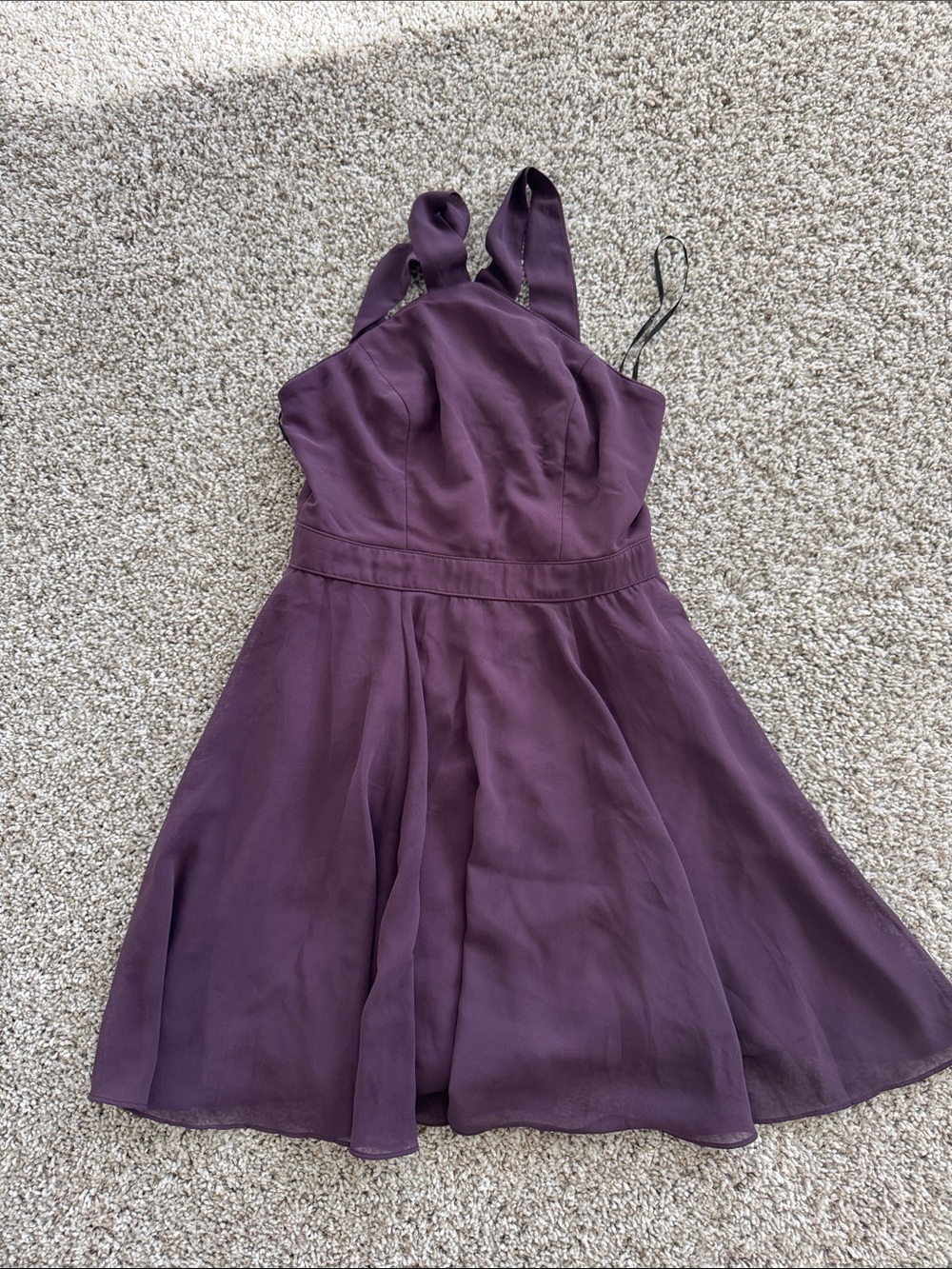 Womens Purple Sleeveless Fit-and-Flare Dress